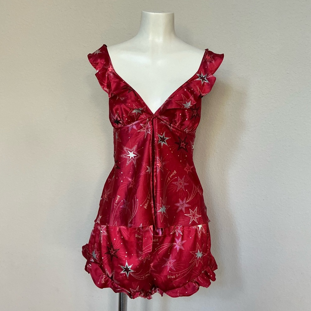 Victoria's Secret Red Star-Print Satin Chemise